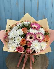 Букет цветов из:  Розы, Герберы и Хризантемы #REPLACE_PRED# Усть-Луга