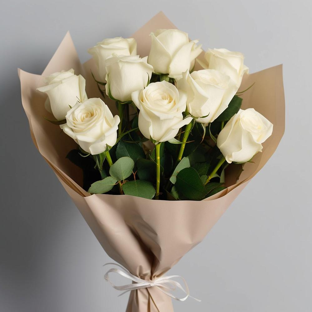 Букет 9 Белых роз Эдлесс Лав в Усть-Луга
