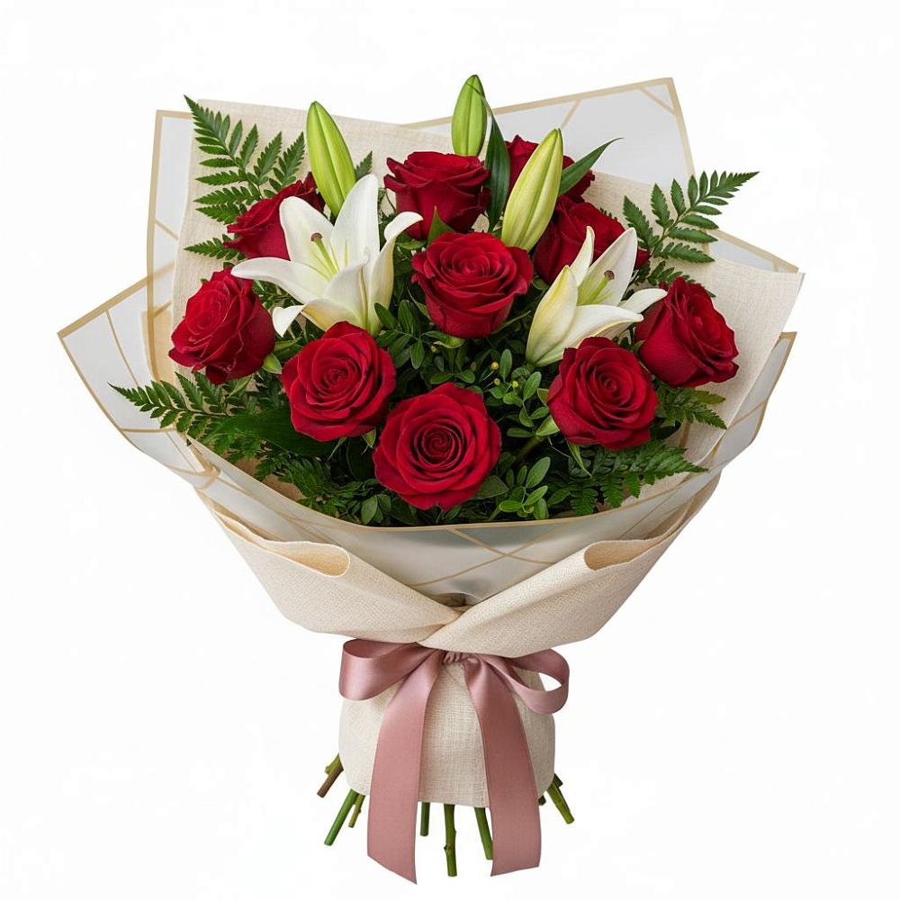 Букет цветов из: Лилии и Розы в Усть-Луга