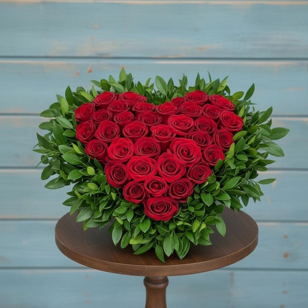 Цветочная композиция из Розы в виде сердца в Усть-Луга