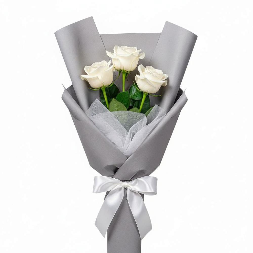 Букет 3 белые розы в Усть-Луга