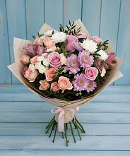 Букет цветов из:  Хризантемы, Розы и Альстромерии в Усть-Луга