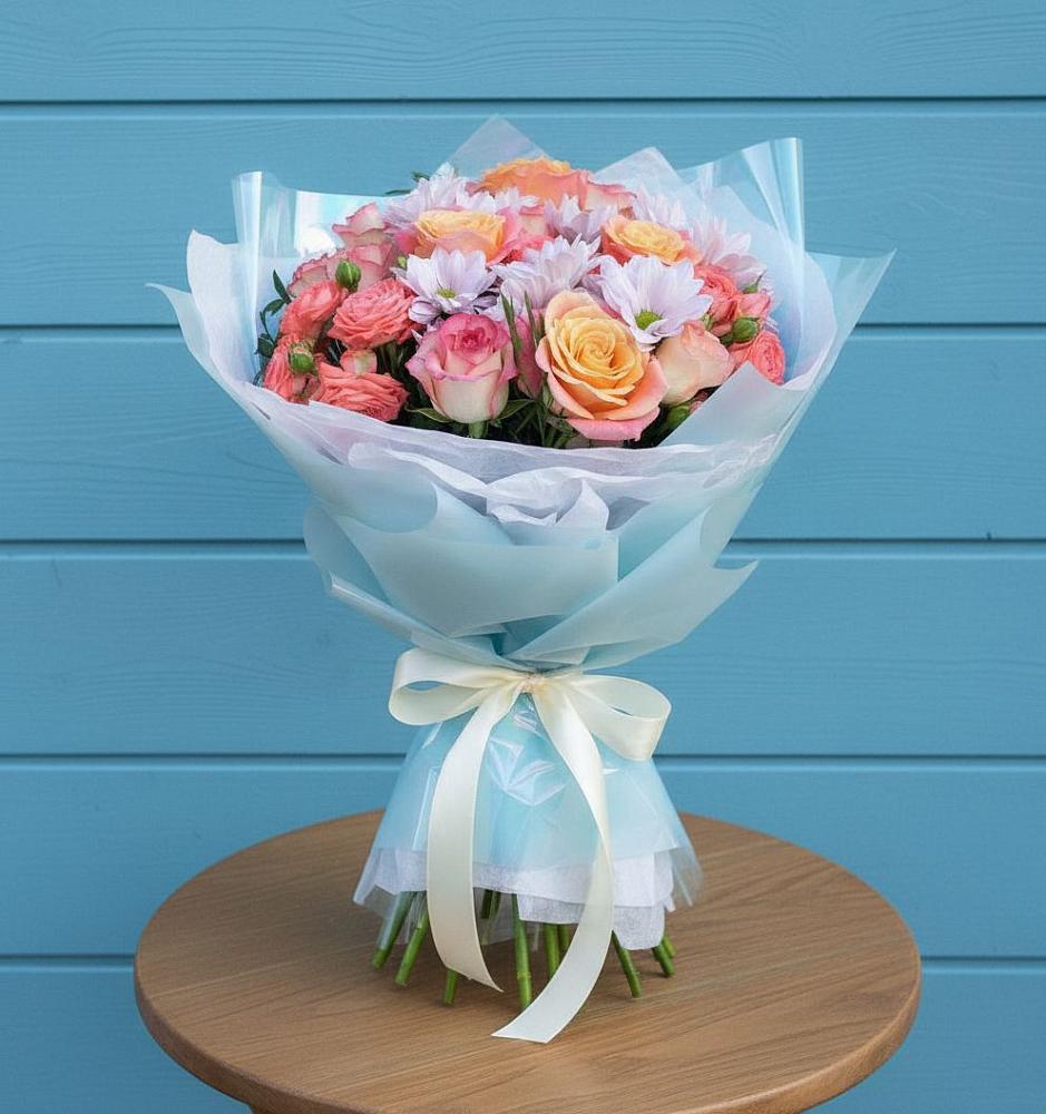 Букет цветов из: Хризантемы и Розы в Усть-Луга