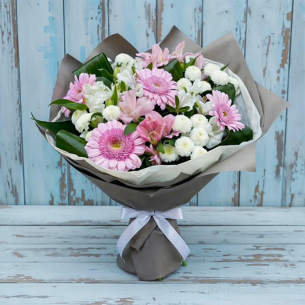 Букет цветов из: Герберы, Альстромерии и Хризантемы в Усть-Луга