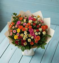 Букет Микс из разноцветных кустовых роз в Усть-Луга